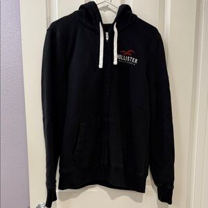 Hollister Black Hoodie with Red Logo